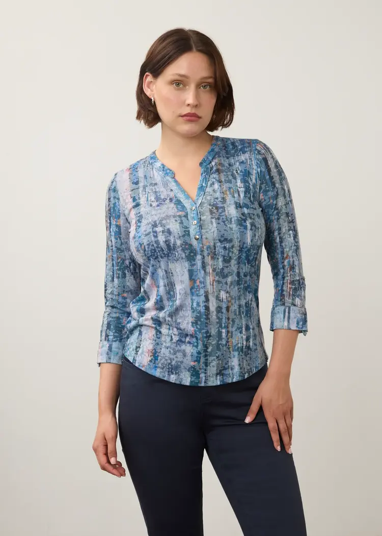 French Dressing Jeans FDJ Henley Top Gravity Indigo 3387844