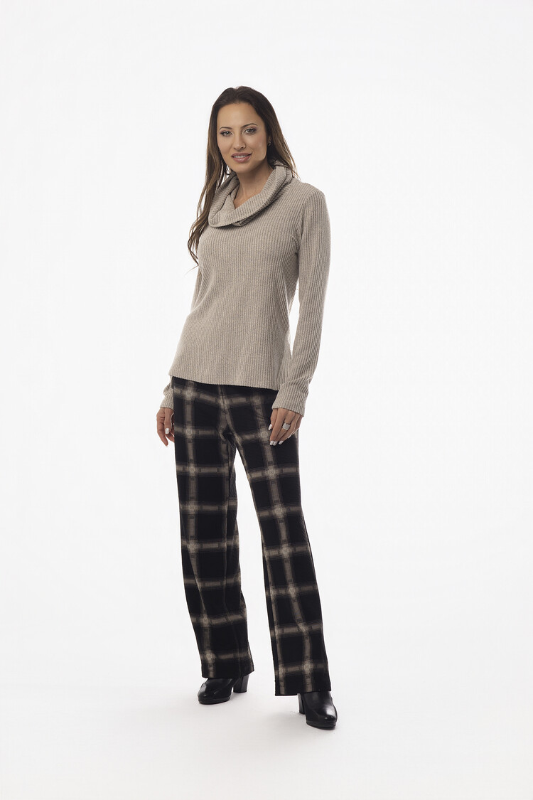 Pure Essence Pure Essence Long Sleeve Ribbed Cowl Neck Top 675-8122