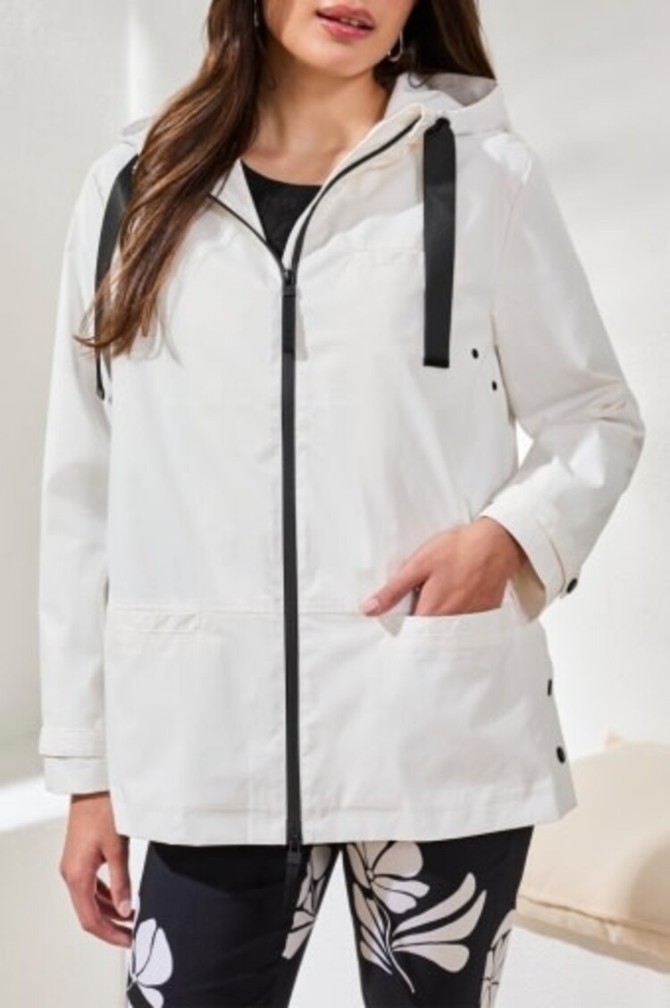 Tribal L/S ZIP FRT RAIN COAT W/HOOD-CANVAS