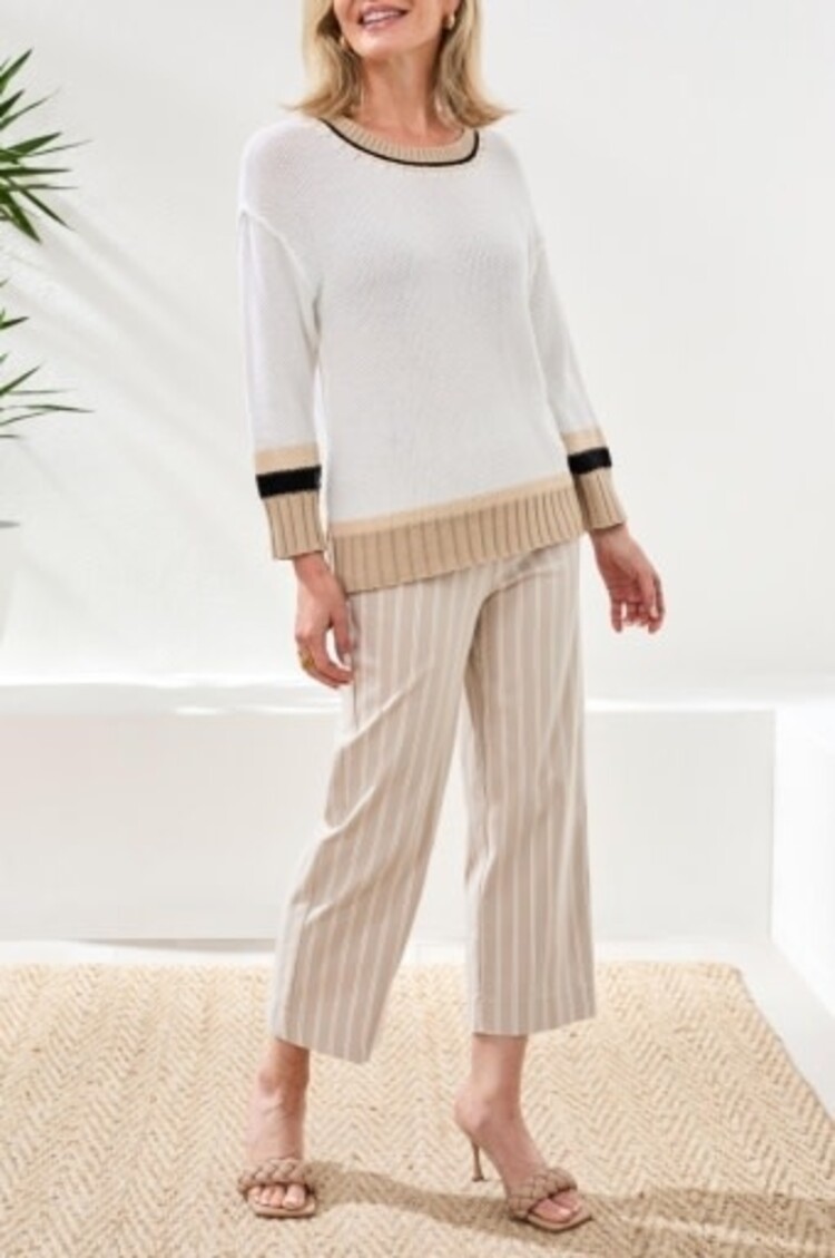 Tribal 3/4 SLV CREW NK SWEATER W/STITCH DTL-2432O