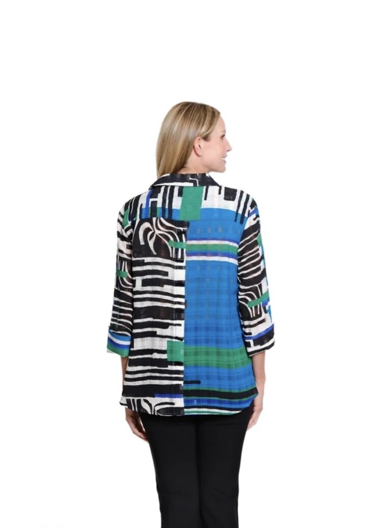 Multiples Multiples Turn Up Cuff 3/4 Sleeve Print Shirt M36606BM