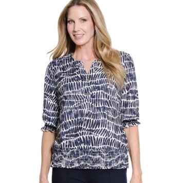Multiples Multiples Smocked Cuff 3/4 Sleeve Top M36212TM