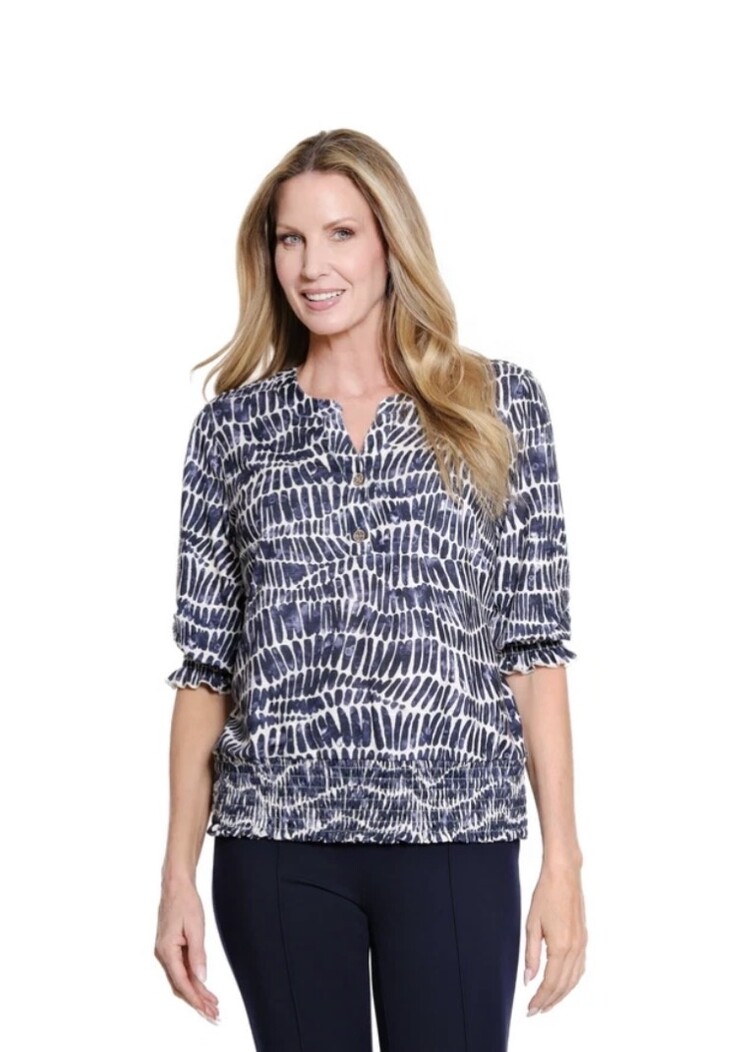Multiples Multiples Smocked Cuff 3/4 Sleeve Top M36212TM