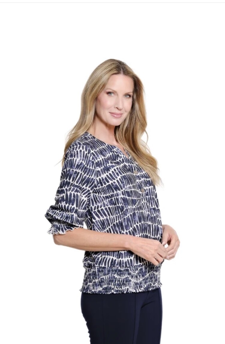 Multiples Multiples Smocked Cuff 3/4 Sleeve Top M36212TM