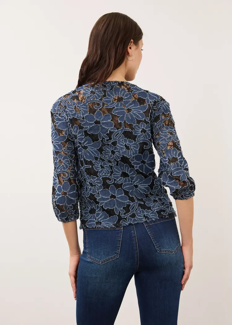 French Dressing Jeans FDJ 3/4 Sleeve Popover Top 7310142