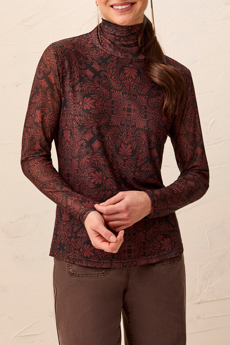 Tribal Tribal Turtleneck Lined Top 5621O