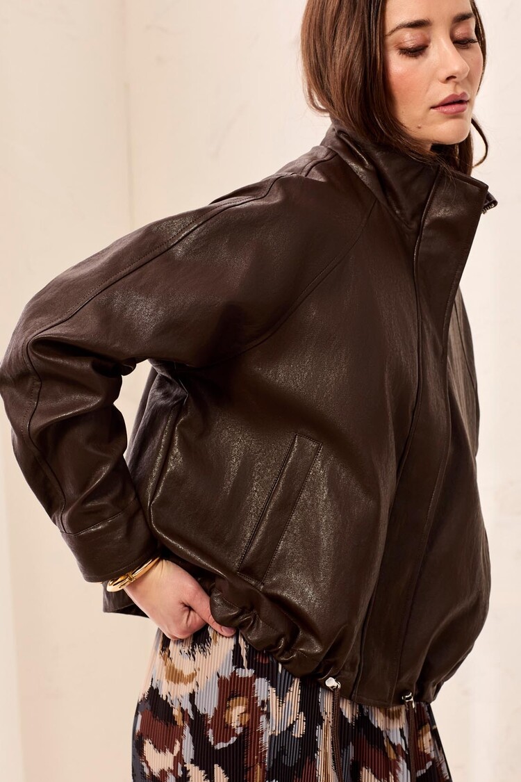 Tribal Tribal Relaxed Mock Neck Jacket With Adjustable Hem 6272O