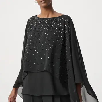Joseph Ribkoff Joseph Ribkoff Rhinestone-Embellished Chiffon Poncho 264177