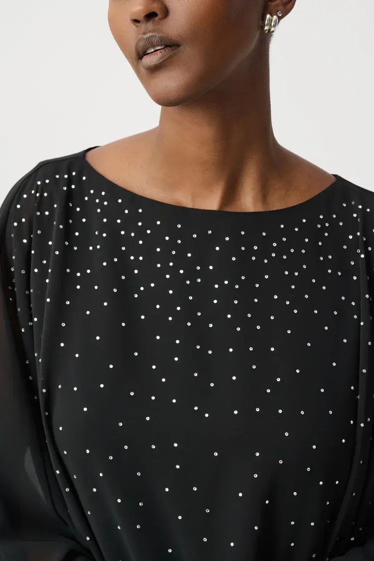 Joseph Ribkoff Joseph Ribkoff Rhinestone-Embellished Chiffon Poncho 264177