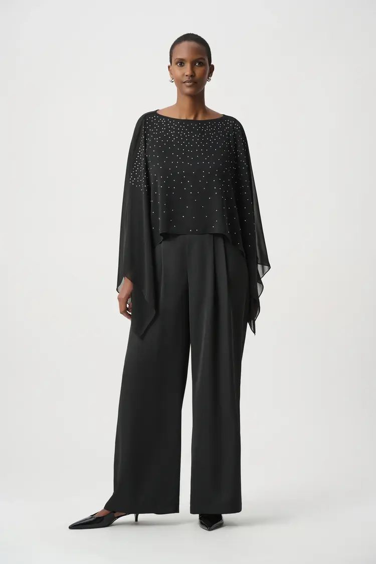 Joseph Ribkoff Joseph Ribkoff Rhinestone-Embellished Chiffon Poncho 264177