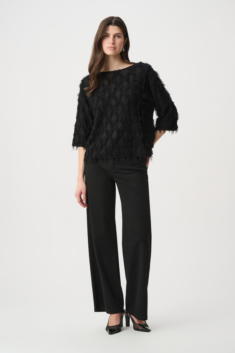 Joseph Ribkoff Joseph Ribkoff Boat Neck Fringe Sweater 264933
