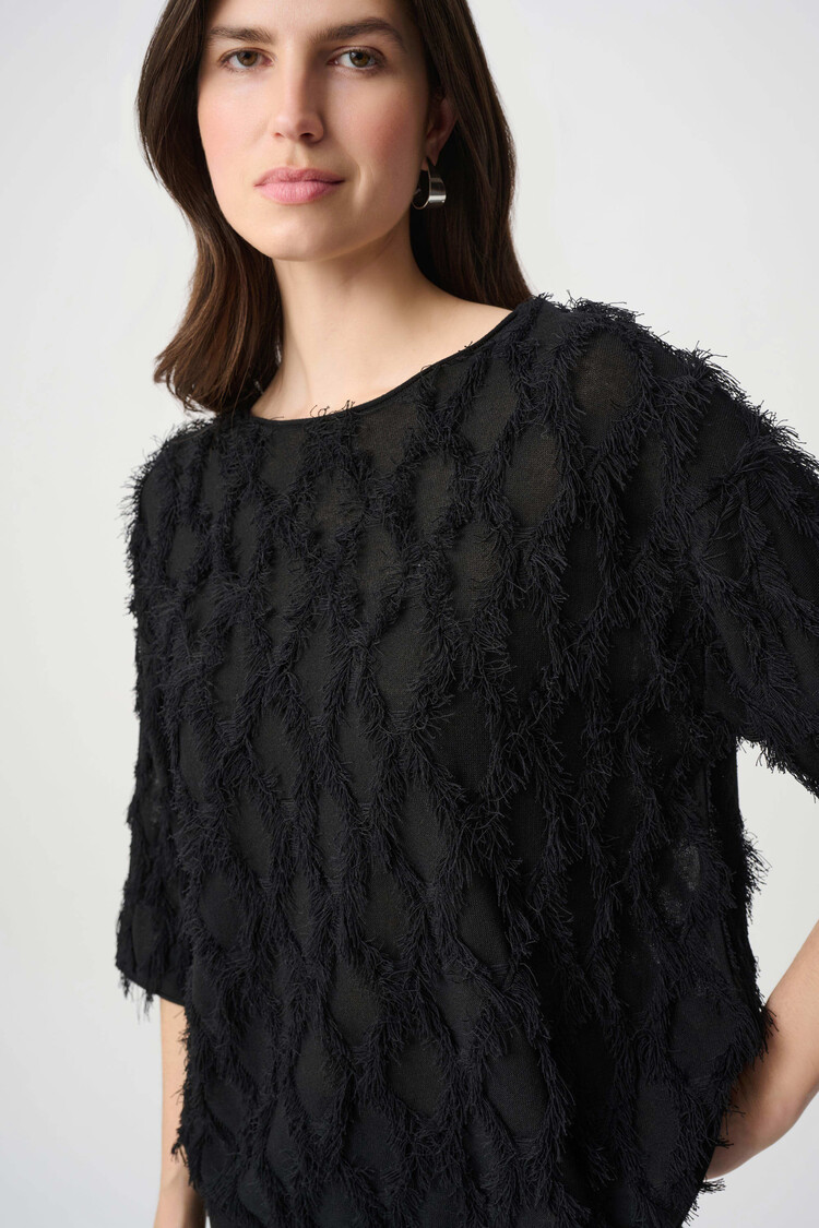 Joseph Ribkoff Joseph Ribkoff Boat Neck Fringe Sweater 264933