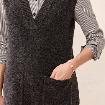 Tribal Tribal Sleeveless Tunic Sweater With Pockets 3249O