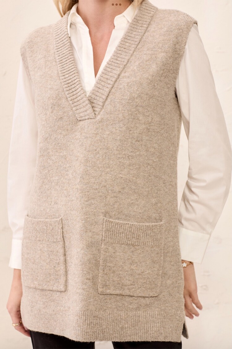 Tribal Tribal Sleeveless Tunic Sweater With Pockets 3249O