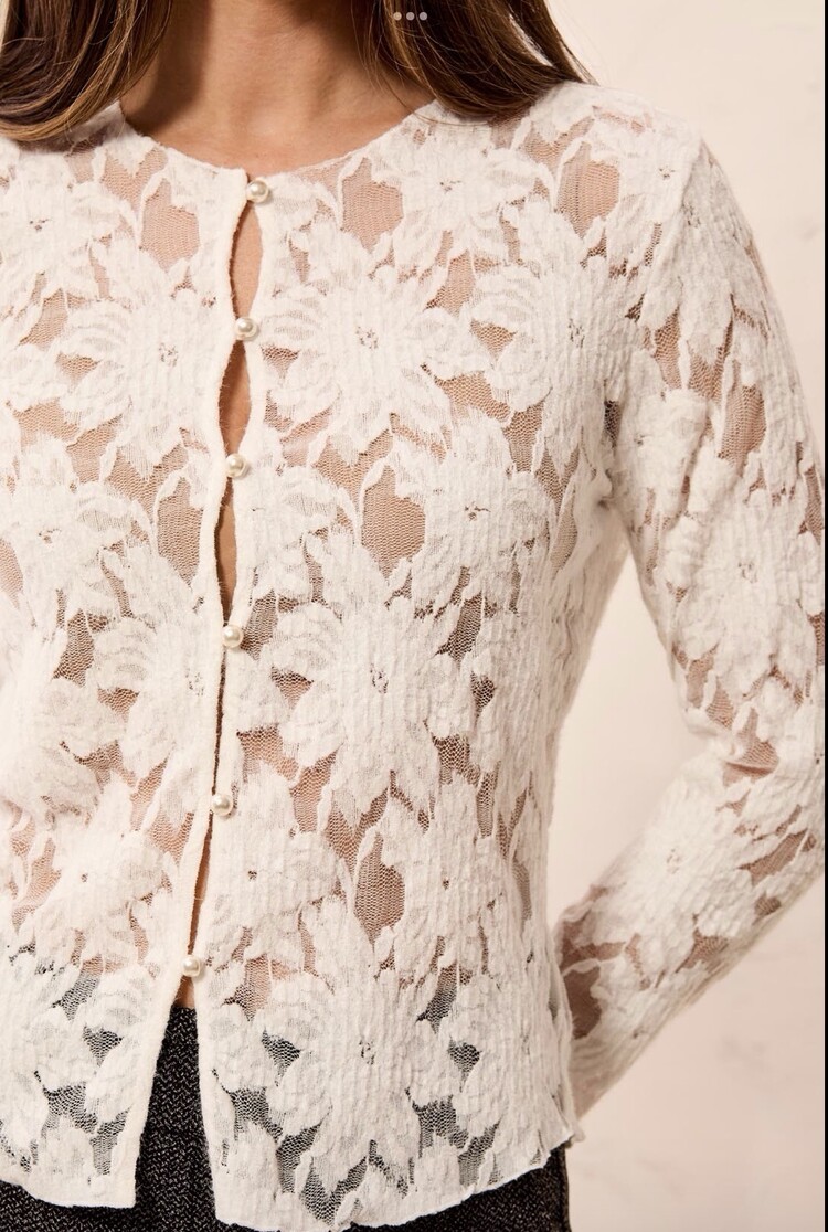 Tribal Tribal Button Front Fancy Lace Cardigan 6369O