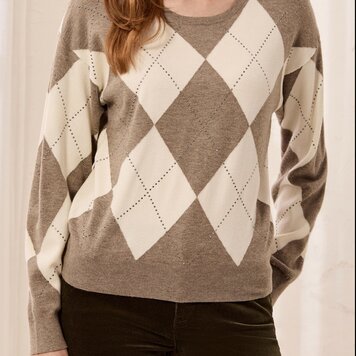 Tribal Tribal Long Sleeve Crew Neck Sweater With Stud Detail 3251O