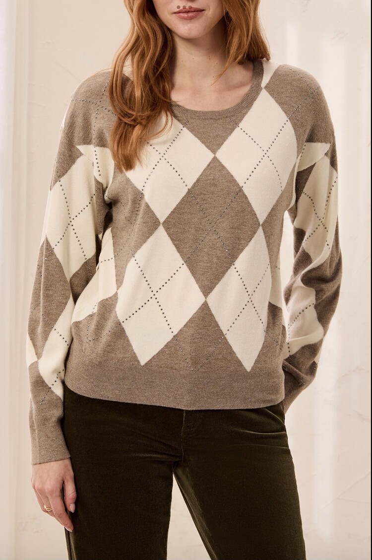 Tribal Tribal Long Sleeve Crew Neck Sweater With Stud Detail 3251O