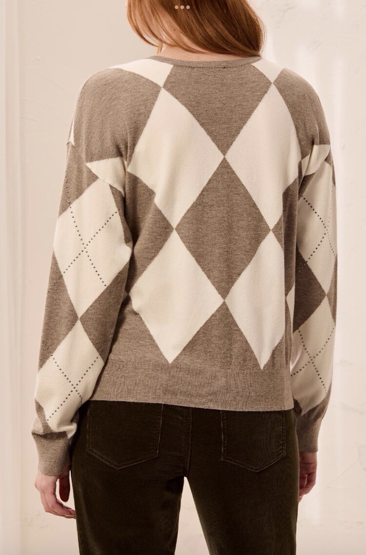 Tribal Tribal Long Sleeve Crew Neck Sweater With Stud Detail 3251O