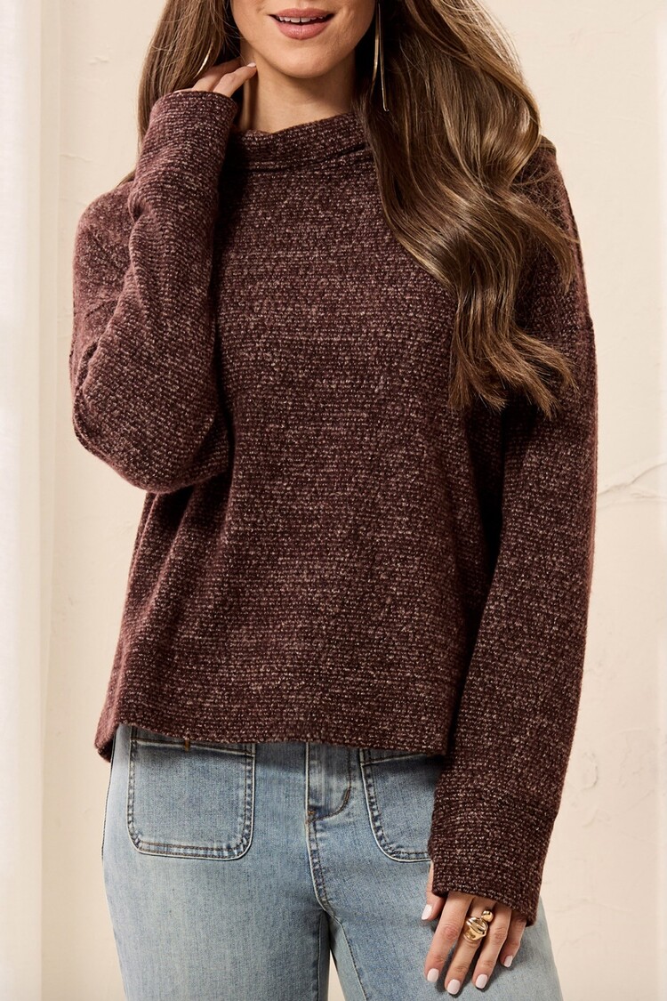 Tribal Tribal Long Sleeve Funnel Neck Top 3170O