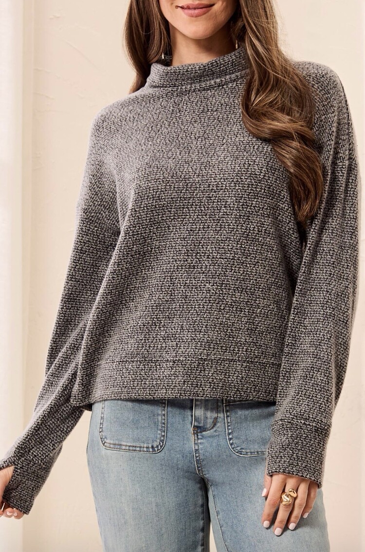 Tribal Tribal Long Sleeve Funnel Neck Top 3170O