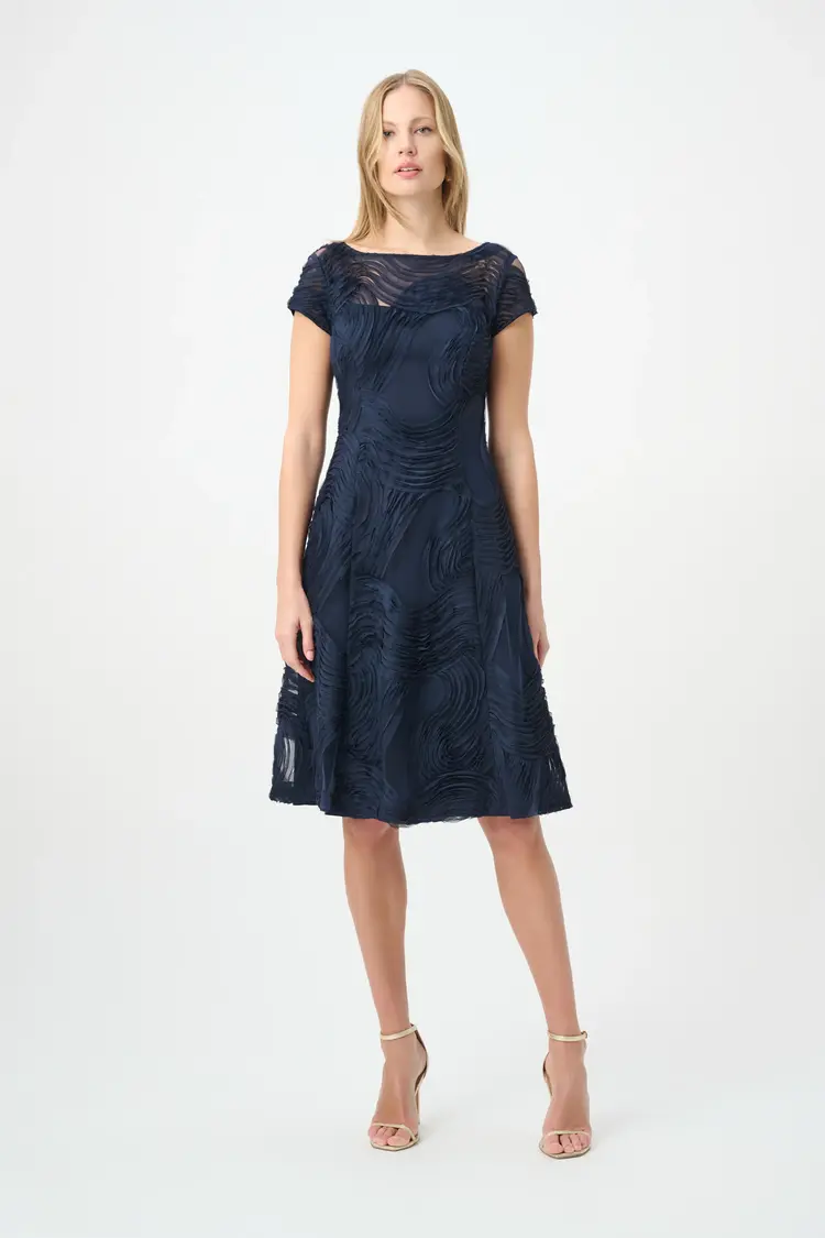 Joseph Ribkoff Joseph Ribkoff Embroideered Swirl Fit & Flare Dress 264720