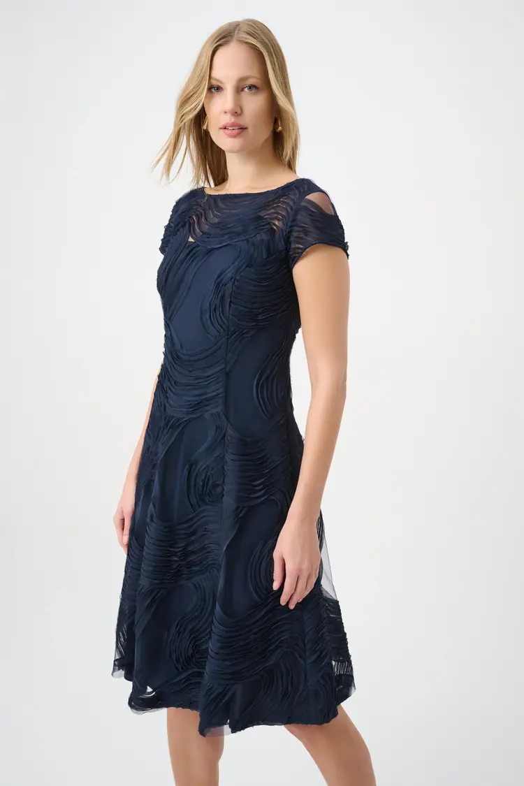 Joseph Ribkoff Joseph Ribkoff Embroideered Swirl Fit & Flare Dress 264720