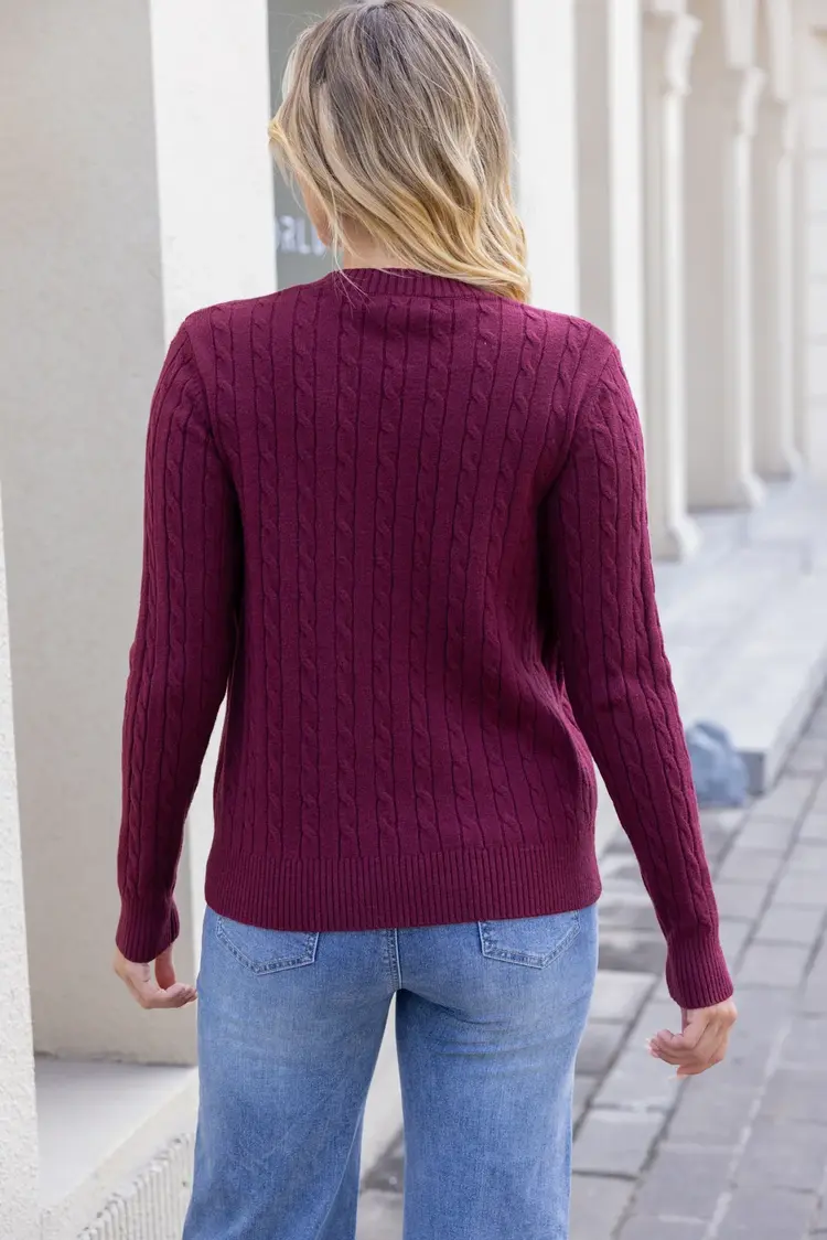 Orange Fashion Bordeaux Braided Knit J-6131
