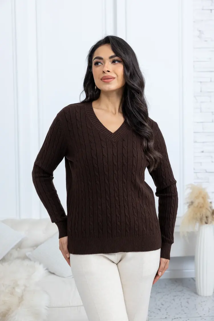 Orange Fashion Bordeaux Braided Knit J-6131