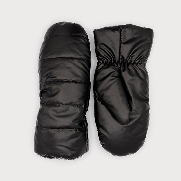 Caracol Caracol Quilted Mittens Shiny Finish and Faux Fur Lining 9023