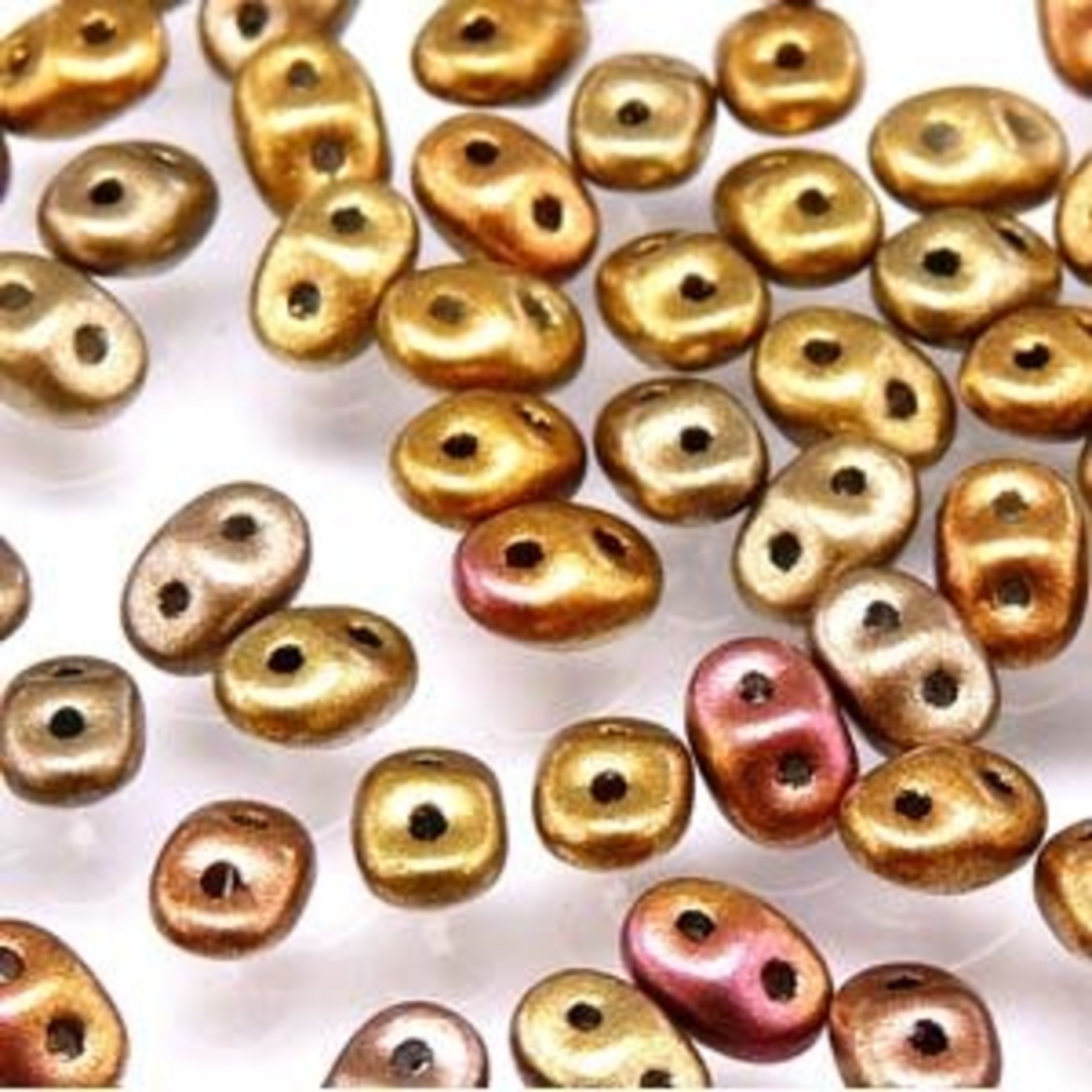 Miniduo 2x4mm Crystal Gold Rainbow Seed Beads