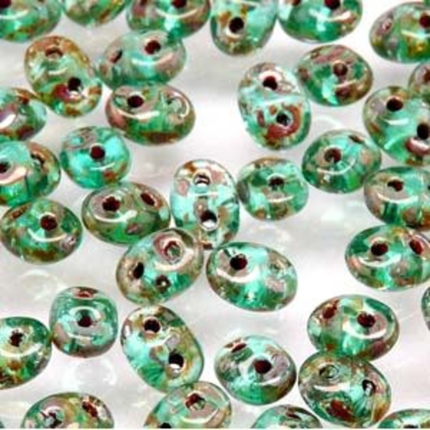 Miniduo 2x4mm Aquamarine Picasso Seed Beads