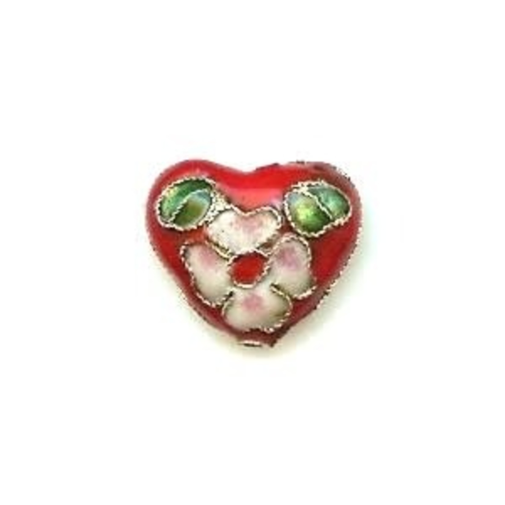 Cloisonne Heart Bead - Red