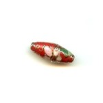 Cloisonne Long Bicone Bead - Red