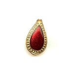 Cloisonne Gold Frame Teardrop Bead - Burgundy