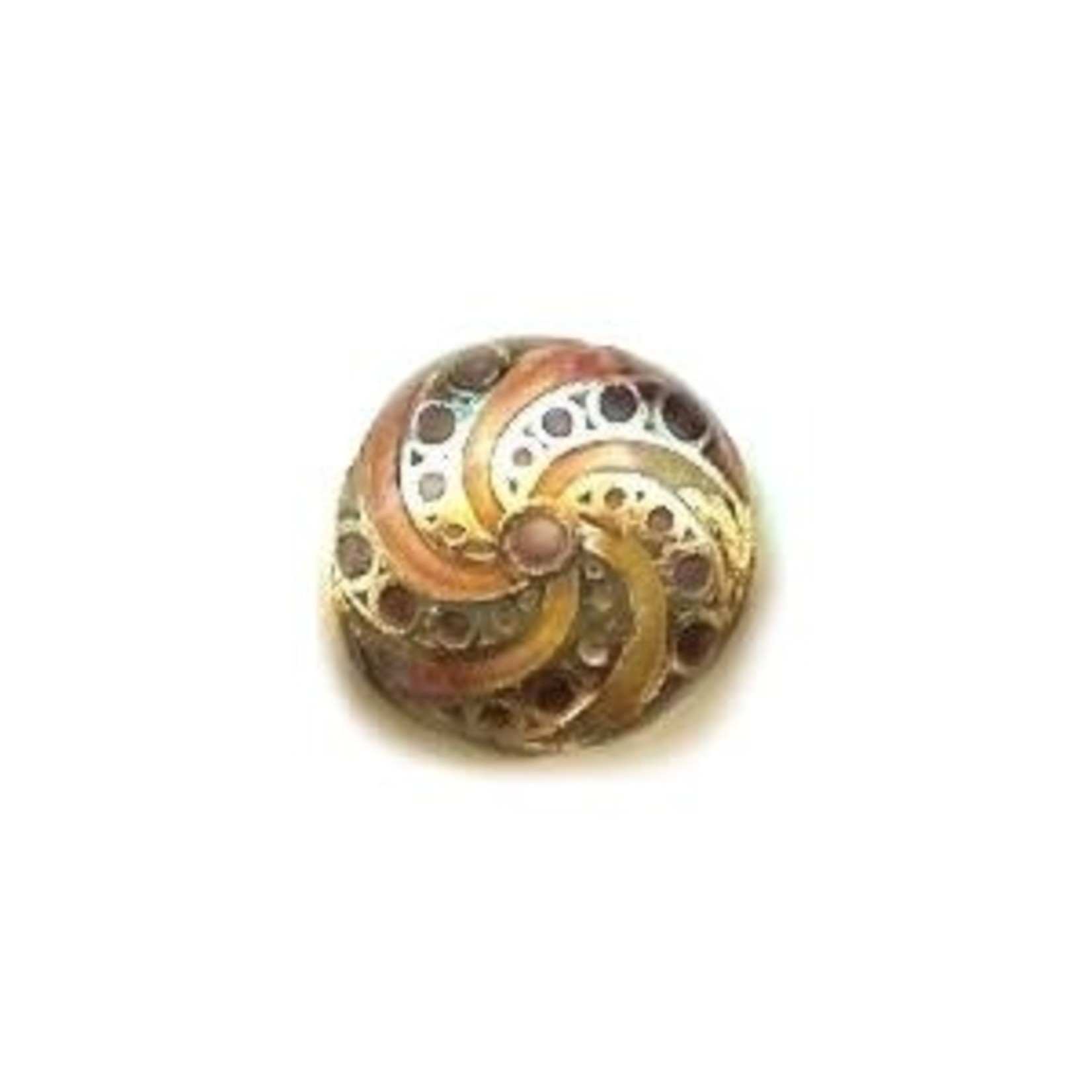 Cloisonne Lentil Bead - Gold Swirl