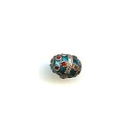Cloisonne Oval 9x7mm Turquoise w/ Red Dots Bead