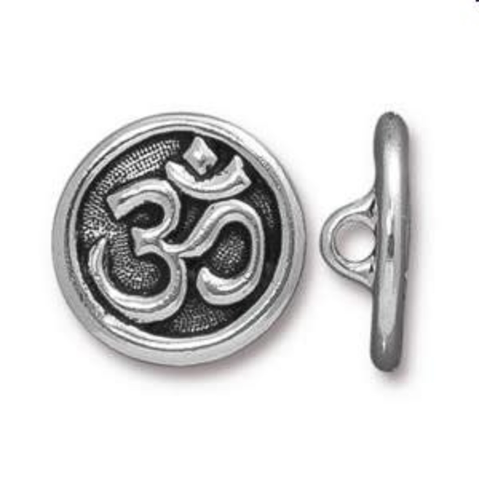 TierraCast Tierracast Antique Silver Plated Om Button