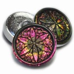 Czech Glass Button 18mm Star Flower Vitrail with Black