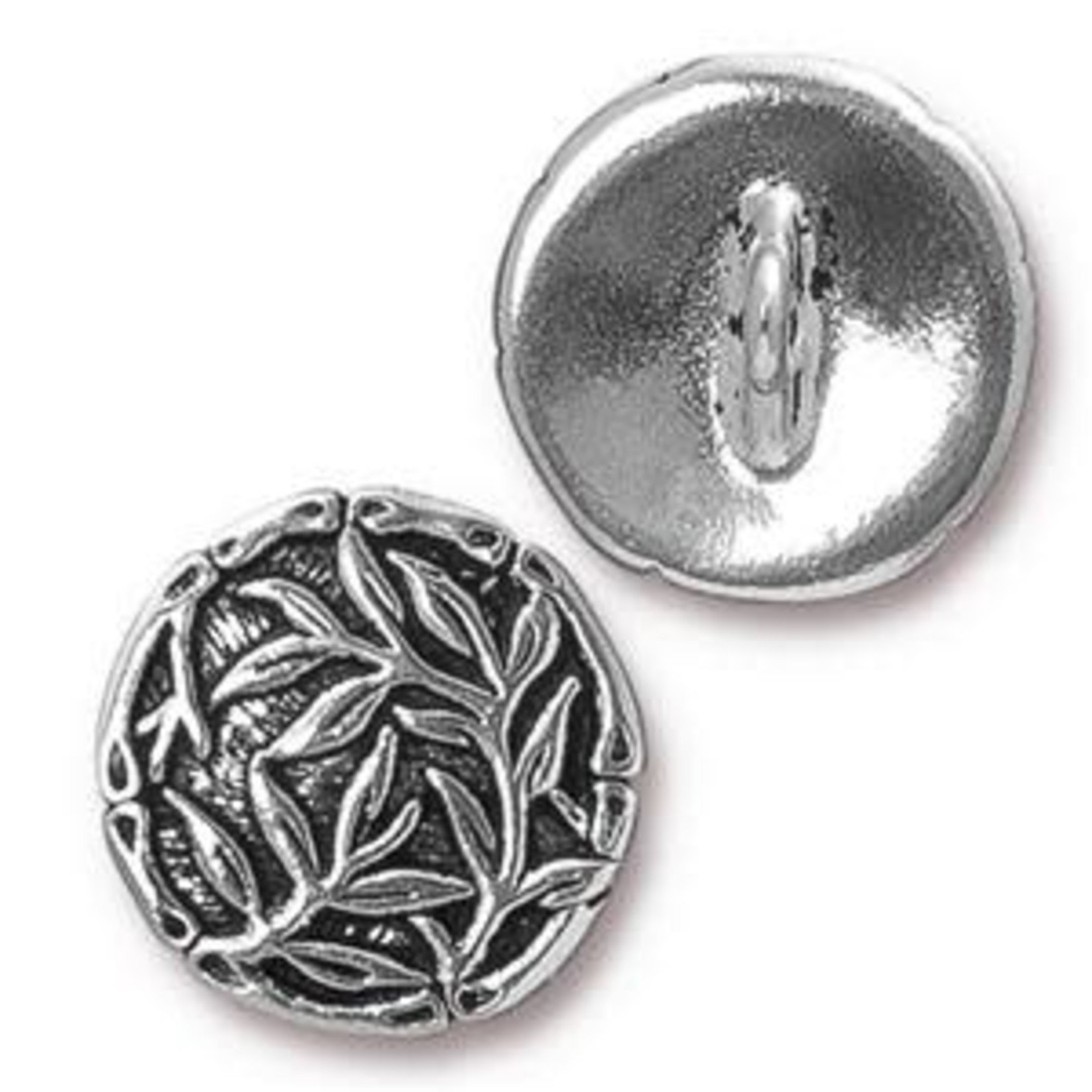 TierraCast Bamboo Button - Antique Silver Plated