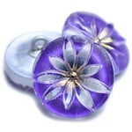 Czech Glass Button 18mm Lotus Purple with Gold Accents