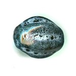 Glazed Clay Bead Large Ridged 26mm Blue