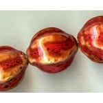 Glazed Clay Bead Large Ridged Long Melon 20mm Red