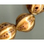 Glazed Clay Bead Large Ridged Long Melon 20mm Tan