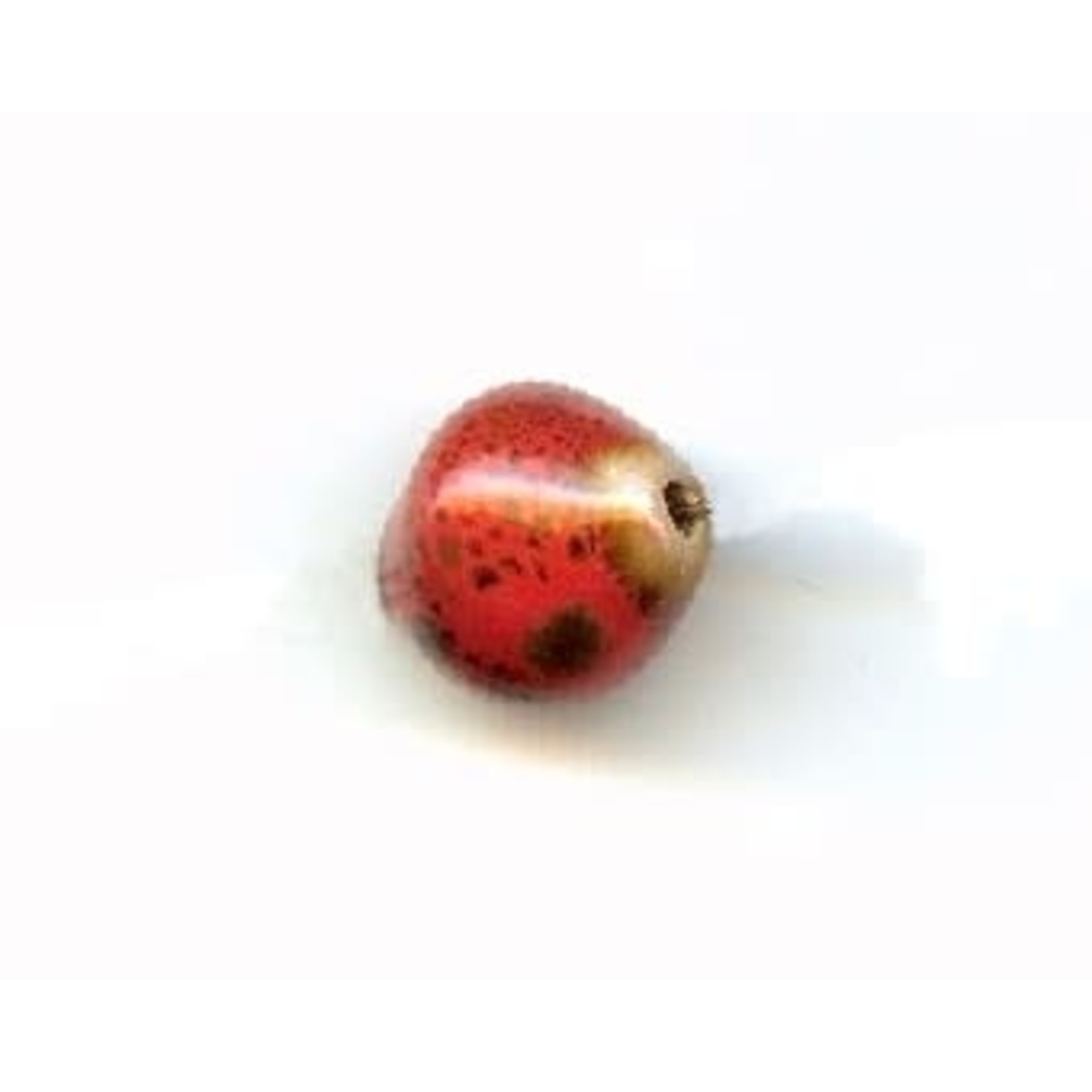 Glazed Clay Bead 12x14mm Rounded Bicone Red