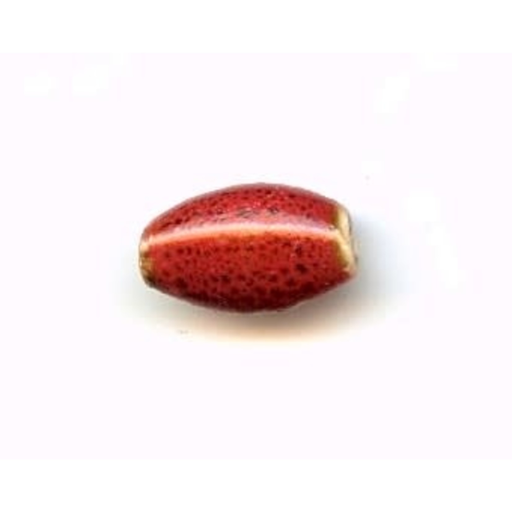 Glazed Clay Bead 15x10mm Flat Oval Red