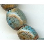 Glazed Clay Bead 10x12mm Barrel Turquoise