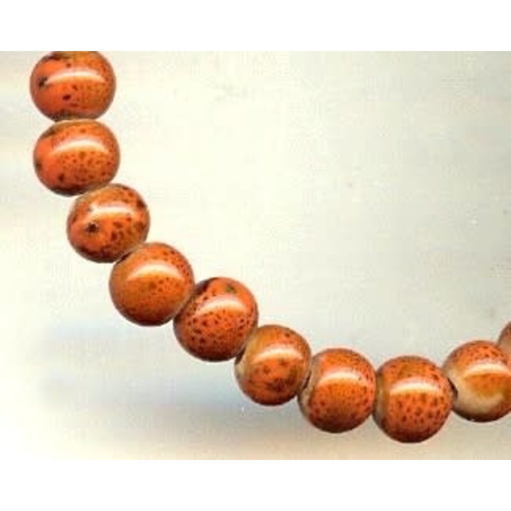 Glazed Clay Bead  6mm Round Orange