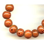 Glazed Clay Bead  8mm Round Orange