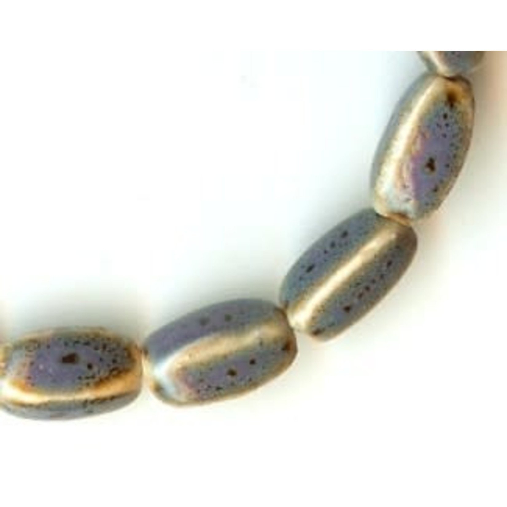 Glazed Clay Bead 12x5mm 4-sided Barrel Periwinkle