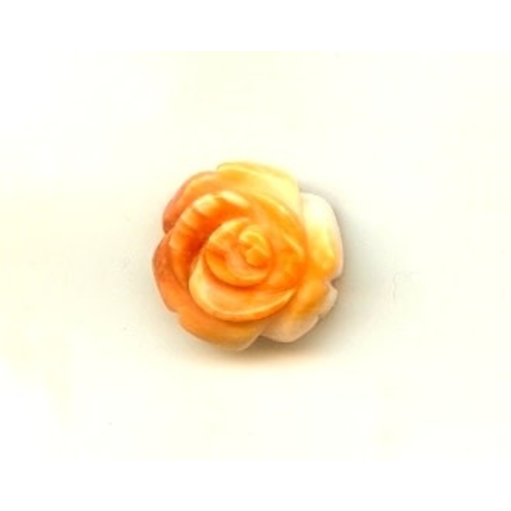 Carved Mother Of Pearl Rose - Orange 16mm